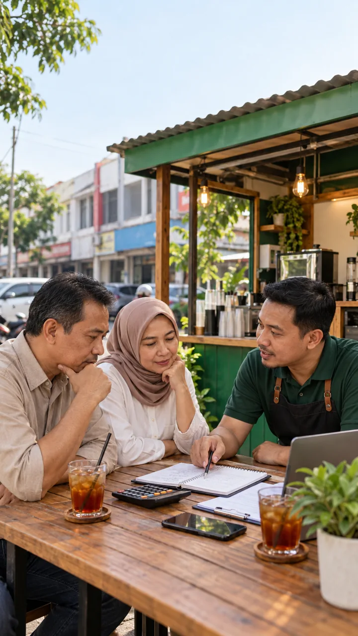 Calon mitra menghitung biaya usaha sebelum mulai